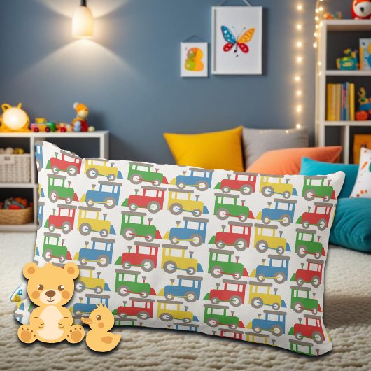 Coussin Rectangle Motif coloré des petits trains