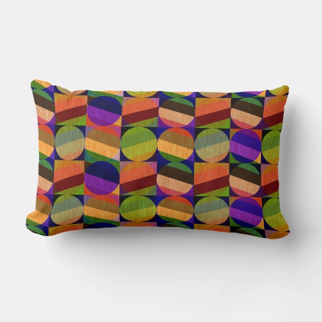 Coussin Rectangle Motif coloré inspiré de l'ancien (Recto)