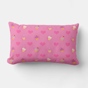 Coussin Rectangle Motif Cupcake rose