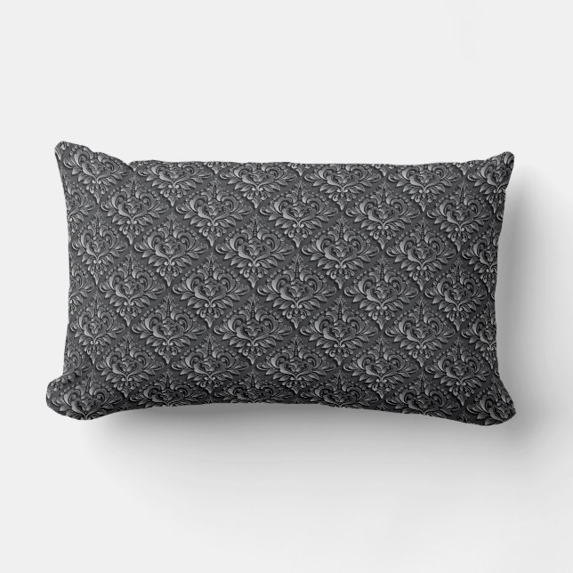 Coussin Rectangle Motif Damas Arrière - plan noir-23961 (Recto)