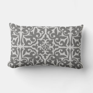 Coussin Rectangle Motif damassé Ikat - Gris clair et moyen