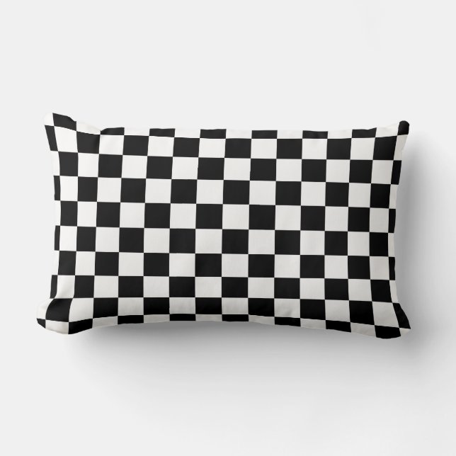 Coussin Rectangle Motif damier noir et blanc (Recto)