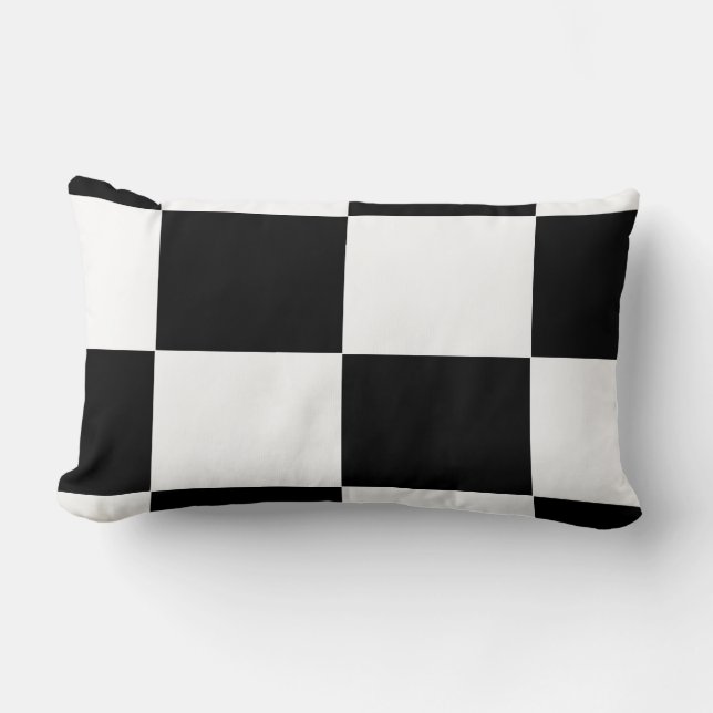 Coussin Rectangle motif damier noir et blanc (Recto)