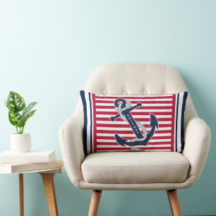 Coussin Rectangle Motif d'Ancre de bateau rétro-été personnalisé