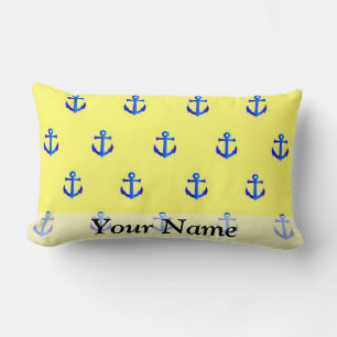Coussin Rectangle Motif d'ancre jaune