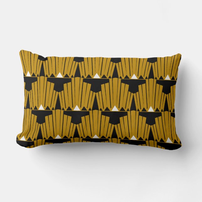 Coussin Rectangle Motif d'art déco d'or (Recto)