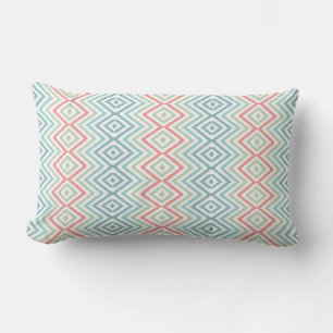 Coussin Rectangle Motif d'art linéaire tribal aztèque pastel