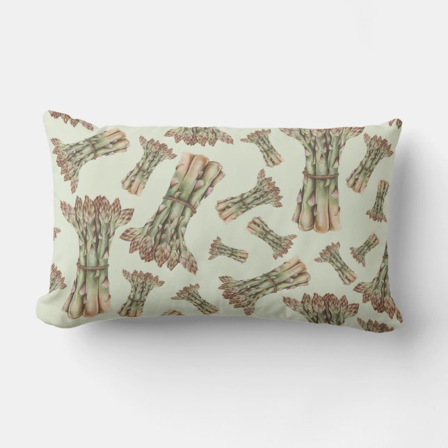 Coussin Rectangle Motif d'asperges (Recto)