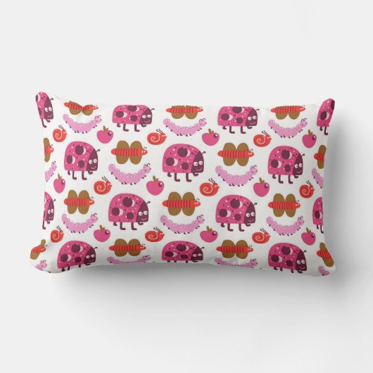 Coussin Rectangle Motif de bugs de dessin animé fantaisiste et de fr (Recto)
