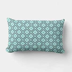 Coussin Rectangle Motif de Carré Turquoise clair et noir