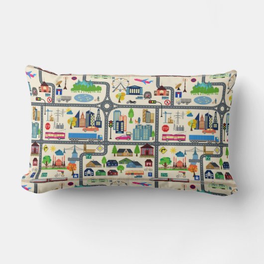Coussin Rectangle Motif de carte de ville (Recto)