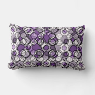 Coussin Rectangle Motif de cercle abstrait violet, gris et noir