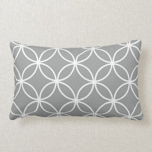 Coussin Rectangle Motif de cercles géométriques gris et blanc modern
