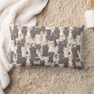Coussin Rectangle Motif de chats blancs et gris