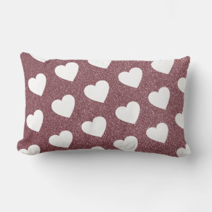 Coussin Rectangle Motif de coeur mignon Rose Parties scintillant or