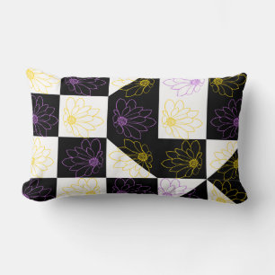 Coussin Rectangle motif de contrôle monochrome fleur