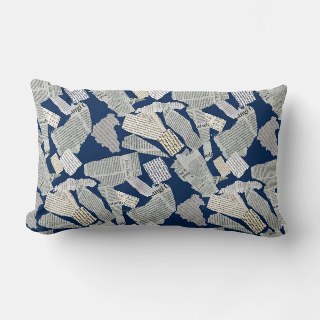 Coussin Rectangle Motif de coupure de journal 01x4.b DBlue (Recto)