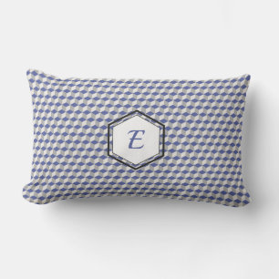 Coussin Rectangle Motif de cube géométrique en violet, gris et blanc
