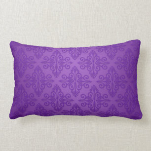 Coussin Rectangle Motif de Damas violet vibre
