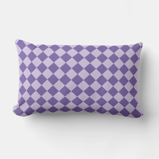 Coussin Rectangle Motif de diamants de Checker Violet (Recto)
