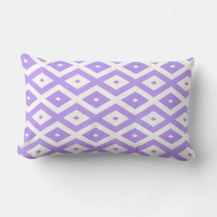 Coussin Rectangle Motif de diamants violet et blanc