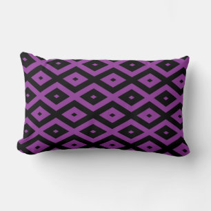 Coussin Rectangle Motif de diamants violet et noir