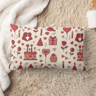 Coussin Rectangle Motif de doodle pour célébration romantique