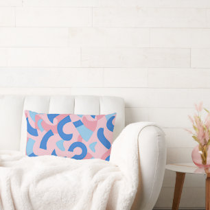 Coussin Rectangle Motif de doodle rose et bleu