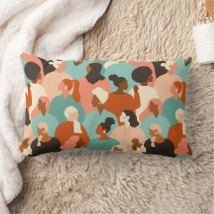 Coussin Rectangle Motif de facettes rétroactives de la diversité hum