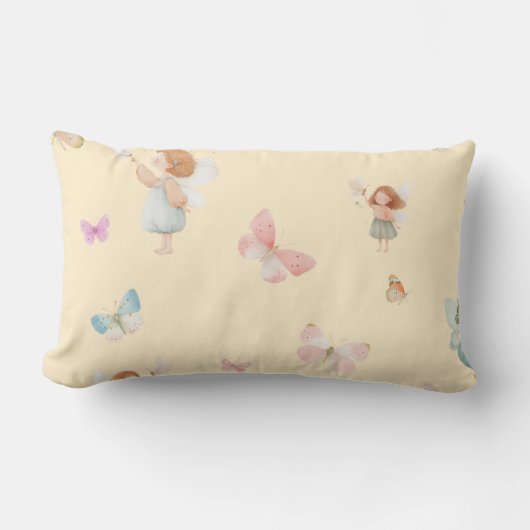 Coussin Rectangle Motif de fée pastel, design de papillon mignon pou (Recto)