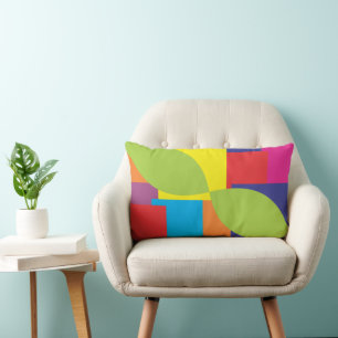 Coussin Rectangle Motif de feuille carrée géométrique coloré