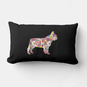Coussin Rectangle motif de fleur bulldog français  cadeau de chien c