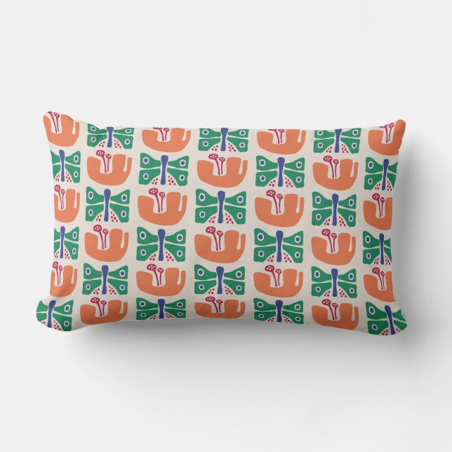 Coussin Rectangle Motif de fleurs papillon (Recto)