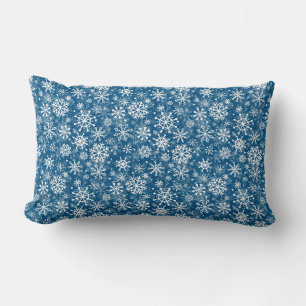 Coussin Rectangle Motif de flocons de neige de Noël bleu