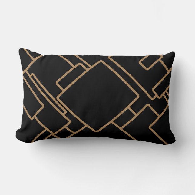 Coussin Rectangle Motif de formes Abstraites géométriques Black & Go (Recto)