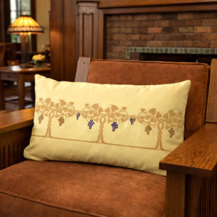 Coussin Rectangle Motif de frise de vignes en pochoir Art Nouveau