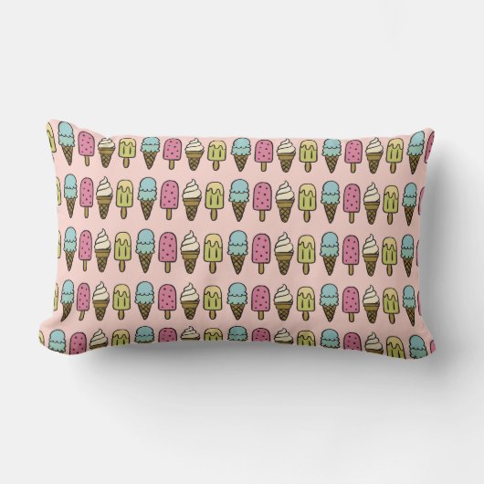 Coussin Rectangle Motif de glace et de sucette pastel dessinés à la (Recto)