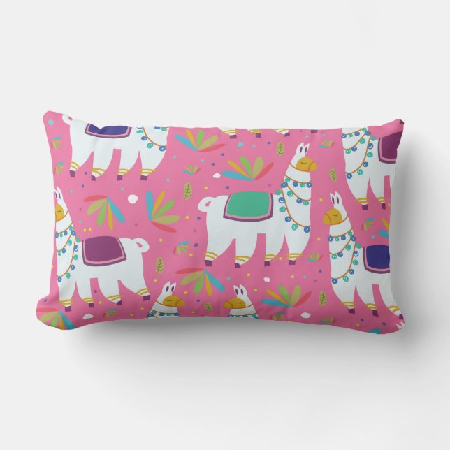 Coussin Rectangle Motif de lama mignon (Recto)