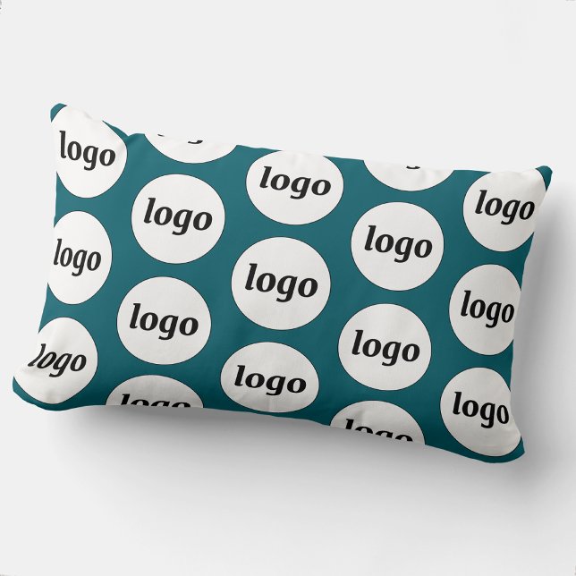 Coussin Rectangle Motif de logo Publicité commerciale Vert sarcelle (Simple logo pattern business promotional teal green lumbar pillow)