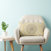Coussin Rectangle Motif de mandala jaune doré (Chaise)