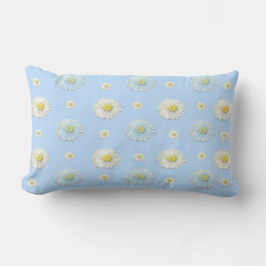 Coussin Rectangle Motif de marguerite sur fond bleu clair (Recto)