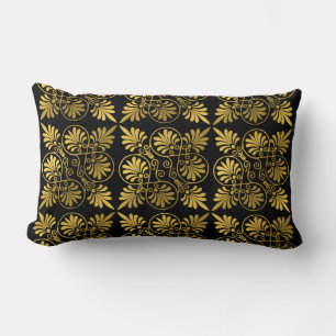 Coussin Rectangle Motif de méandre grec antique en or noir