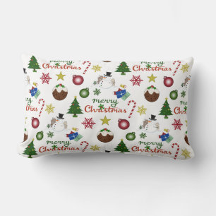 Coussin Rectangle Motif de mélange d'illustrations de Noël