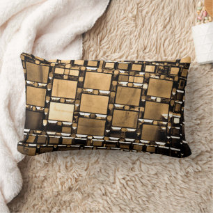 Coussin Rectangle Motif de miroir géométrique sépia