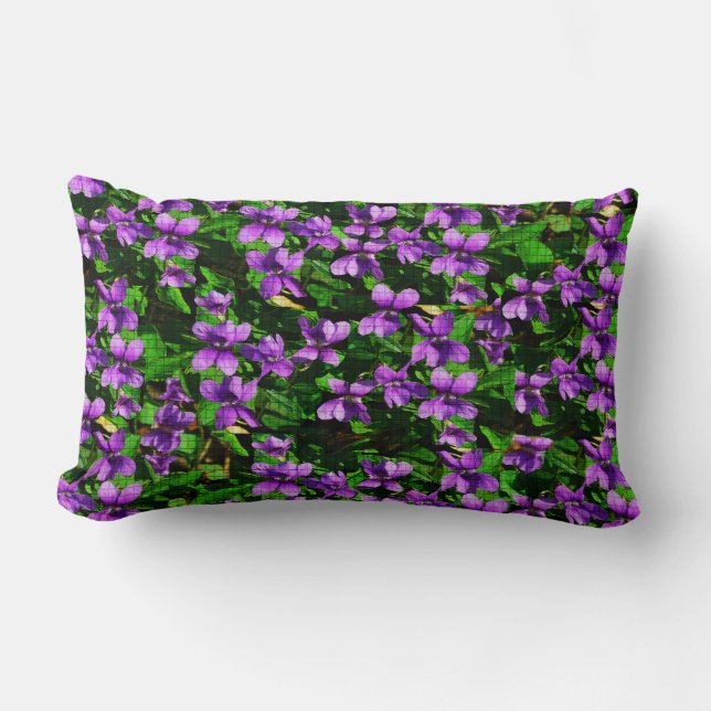 Coussin Rectangle Motif de mosaïque en bois de violet de fleur WI (Recto)