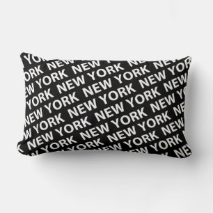 Coussin Rectangle Motif de New York White