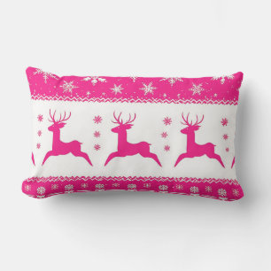Coussin Rectangle Motif de Noël avec rennes et flocons de neige