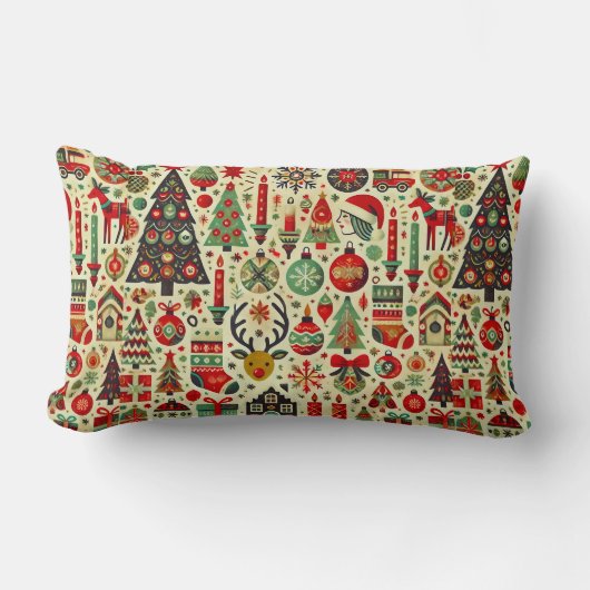 Coussin Rectangle Motif de Noël coloré (Recto)