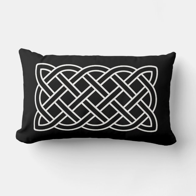 Coussin Rectangle Motif de noeud celtique, blanc sur un Arrière - pl (Recto)