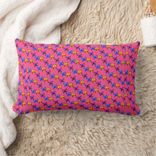 Coussin Rectangle Motif de papillon pixel mignon sur fond rose vif